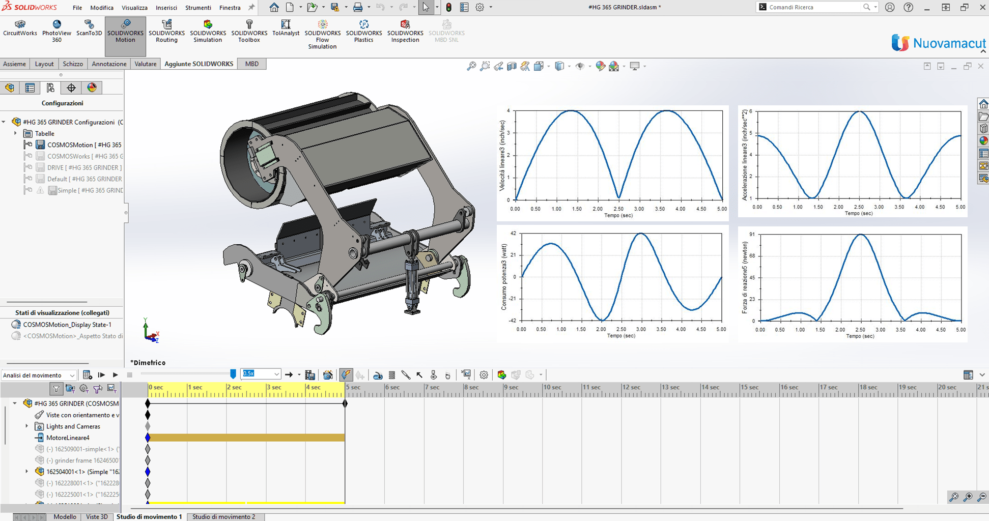 Analisi del movimento con SolidWorks Motion min