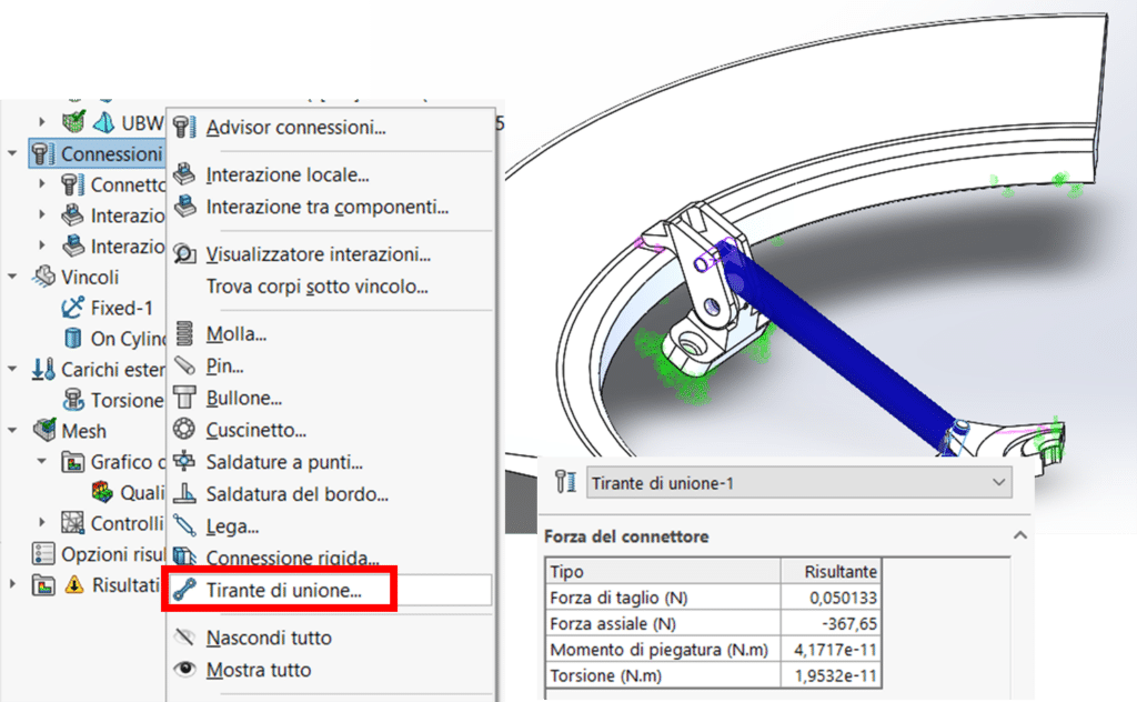 Connettore del tirante di unione