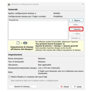Gestione layout di pagina in draftsight