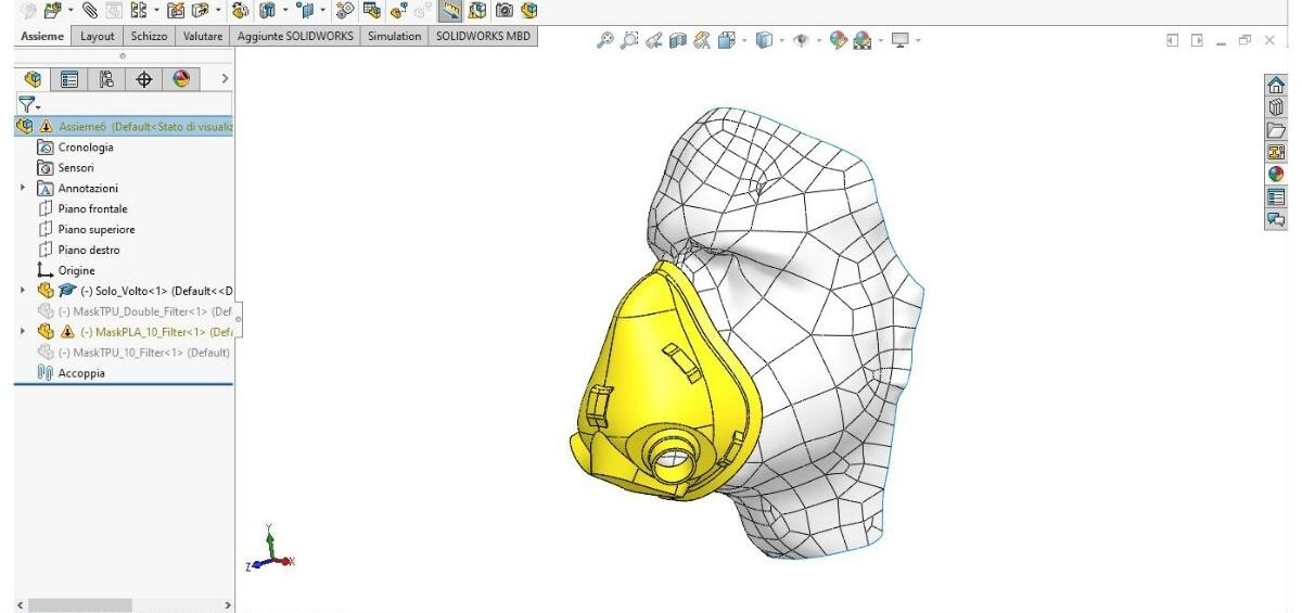Mascherine stampate in 3D SolidWorks