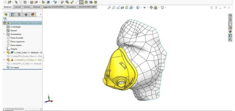 Mascherine stampate in 3D SolidWorks