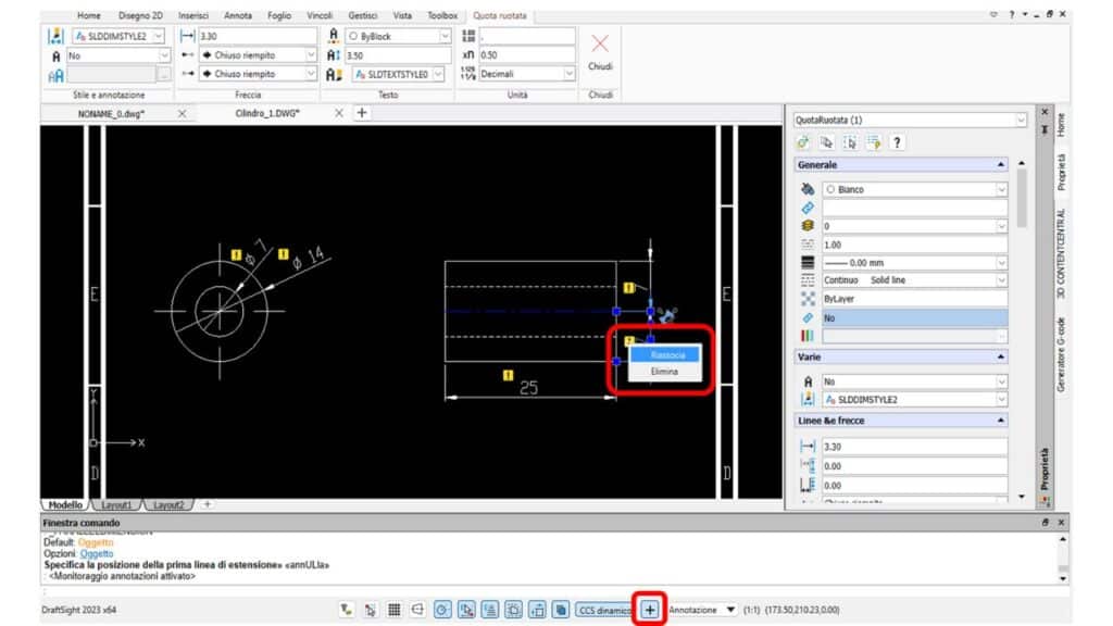 Monitoraggio delle annotazioni in draftsight