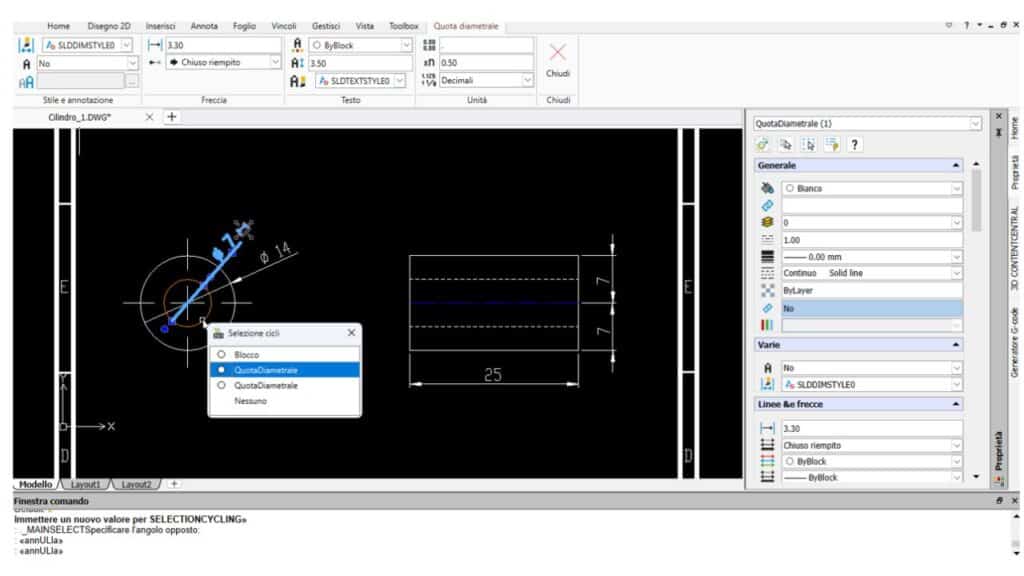 Strumento Selezione cicli con draftsight