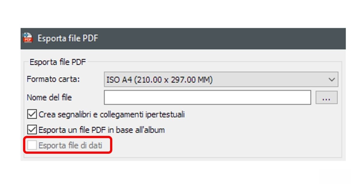 esportazione in PDF file di dati n electrical