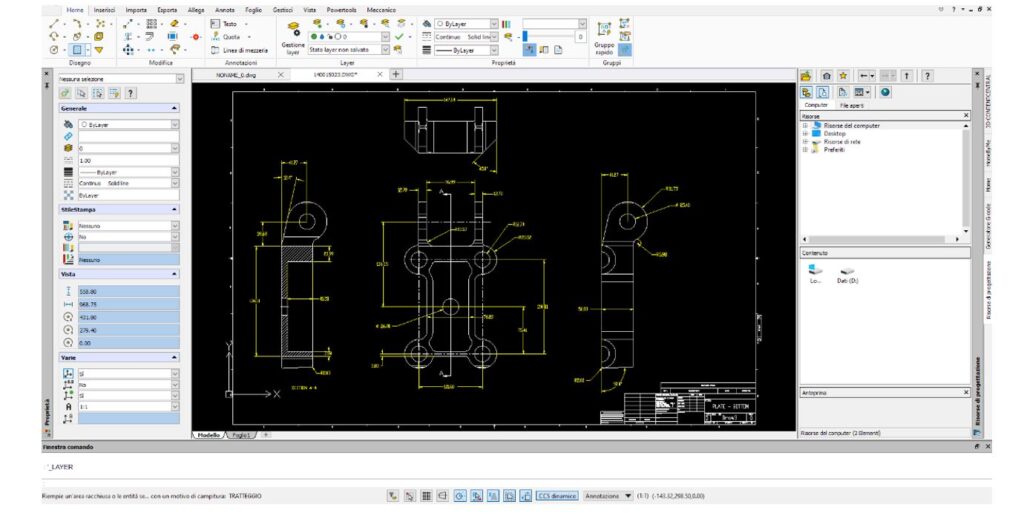 interfaccia utente DraftSight