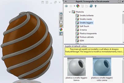 Applicazione dei colori – Feature SolidWorks applicazione degli Aspetti dal Task Pane