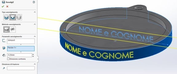 Realizzare un pendaglio ornamentale in stile Star Wars con SolidWorks Realizzazione del foro per lanello 4