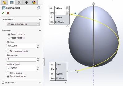 Realizzazione dellelica di base – Feature SolidWorks schizzo 2