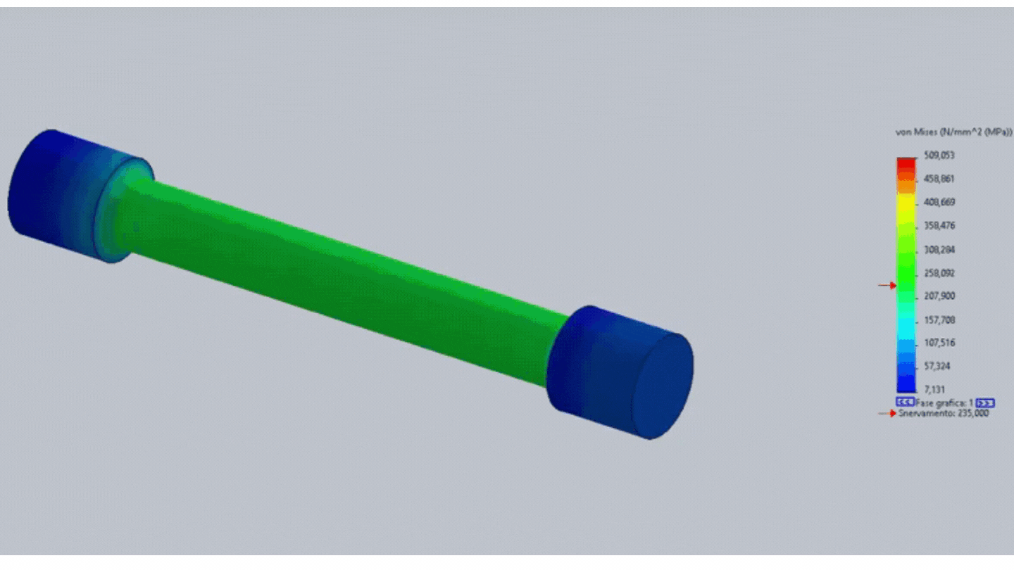 Strizione barra acciaio analisi FEM non lineare stress