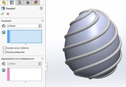 Svuotamento a spessore delluovo – Feature SolidWorks 3
