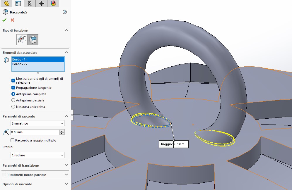 Realizzazione del gancetto suepriore 12